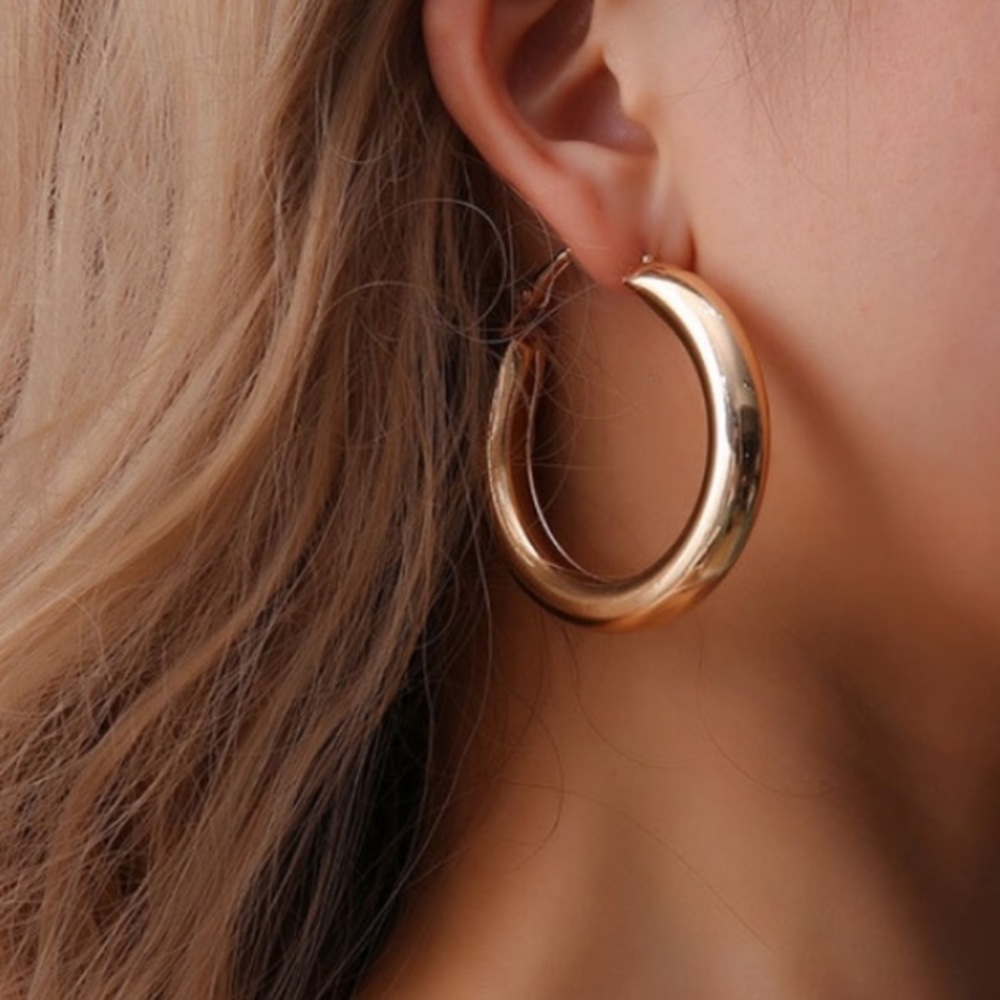 18K gold plated tube hoop earrings